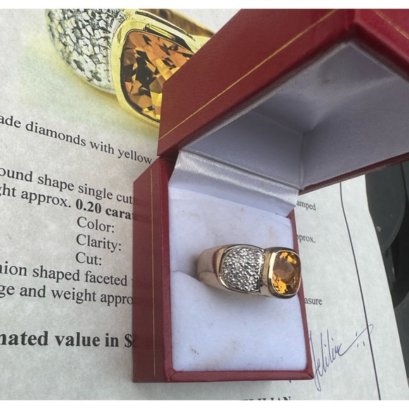 14k yellow gold 3.50 Ct citrine ring - size 6.25 - Picture 1 of 16